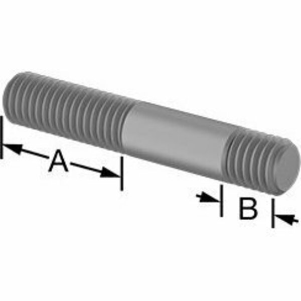 Bsc Preferred Threaded on Both Ends Stud Steel M8 x 1.25 mm Size 22 mm and 8 mm Thread Length 48 mm Long 5580N143